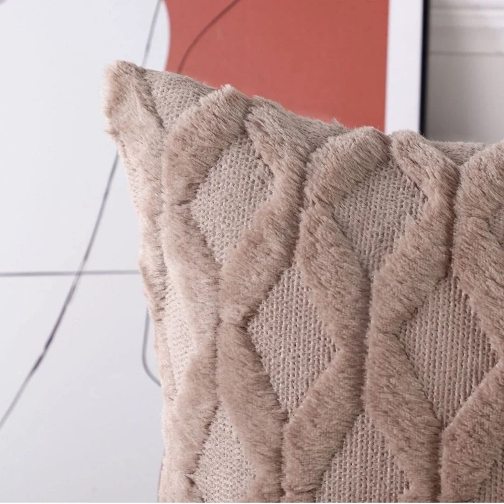 Luxury Home | Chic Mocha Short Wool Soft Plush Faux Fur Throw Pillow Covers